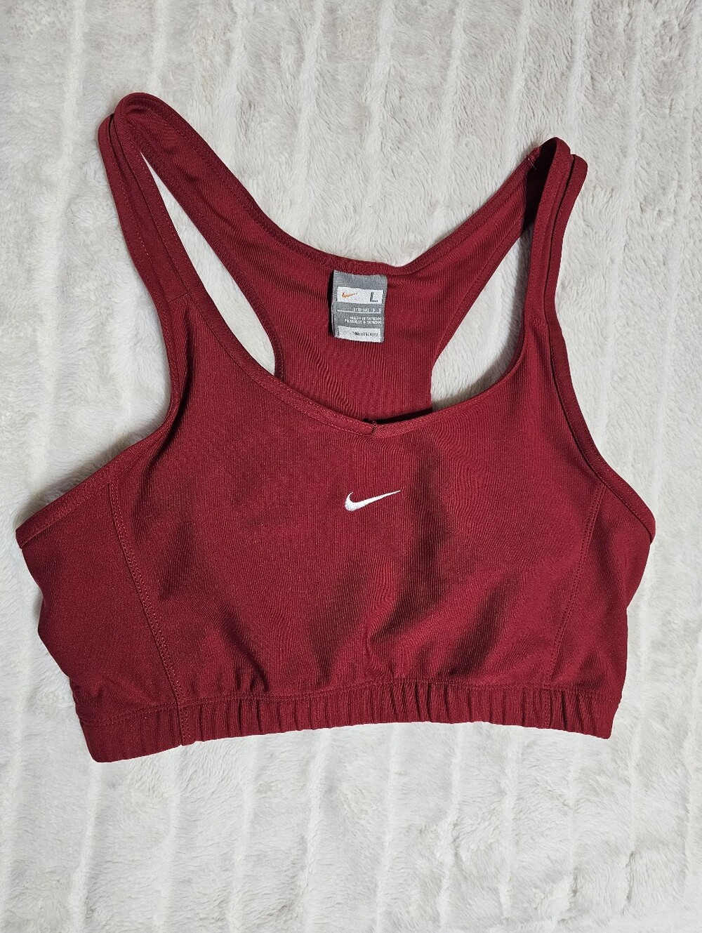 Nike Fit Dry Sports Bra Large Red Racerback Athletic Workout Activewear